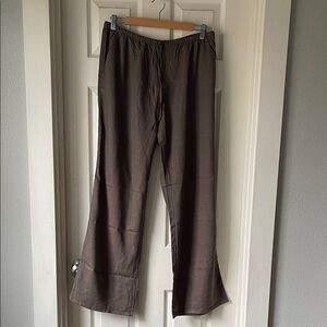 H&M Divided Army Green Linen Wide Leg Drawstring Pants